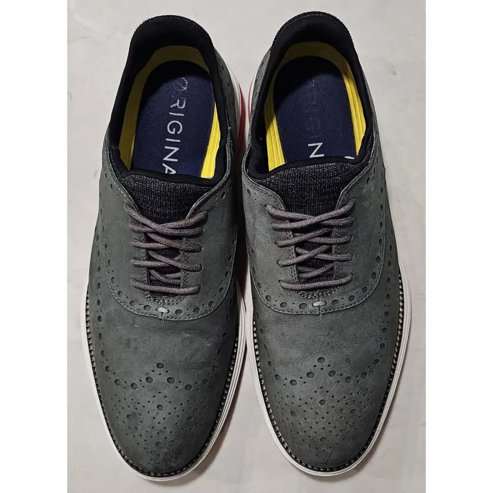 Cole Haan Shoes Mens Size 9.5 Gray Nubuck Original Grand Wingtip Lace Up Casual